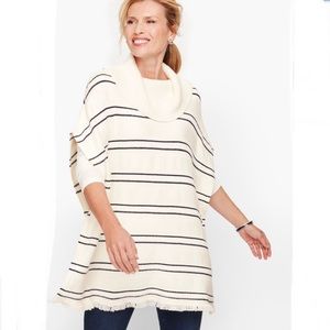 Talbots striped cowl neck poncho